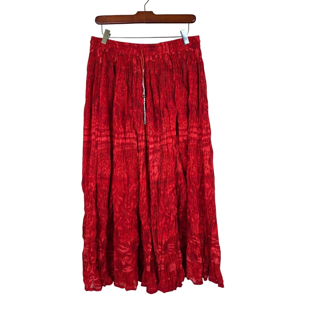Vintage Skirt M/L %100 Cotton Maxi Broomstick Boho Festival Hippie Pull On Fairy